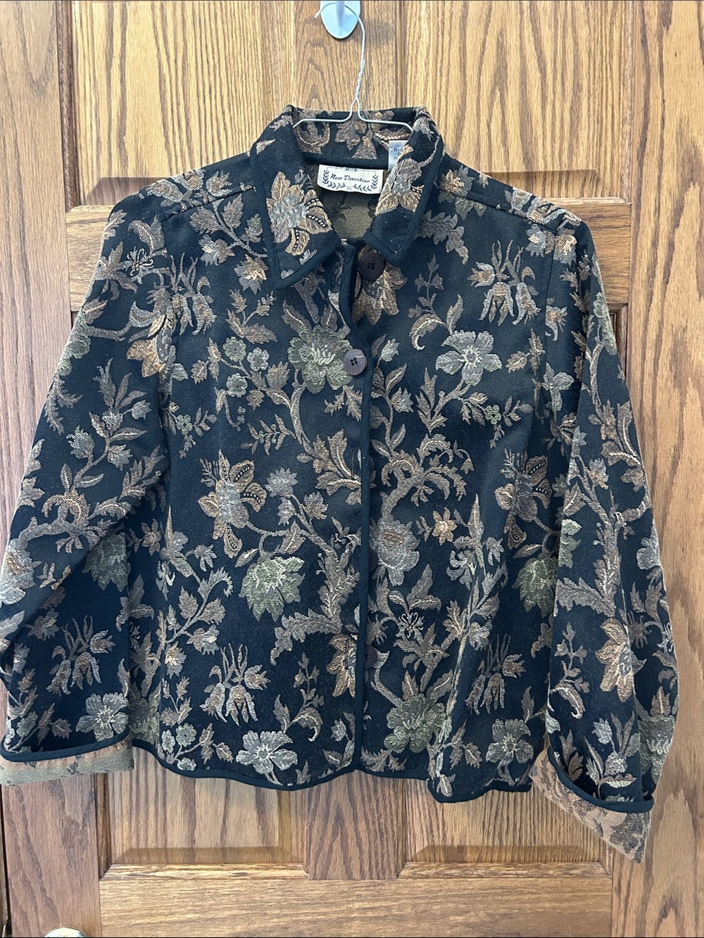 new directions Black Floral Brocade Jacket with Accents